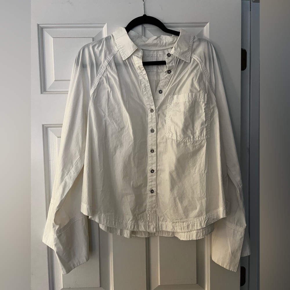FREE PEOPLE - Bell Sleeve Button Up - Ivory - Large